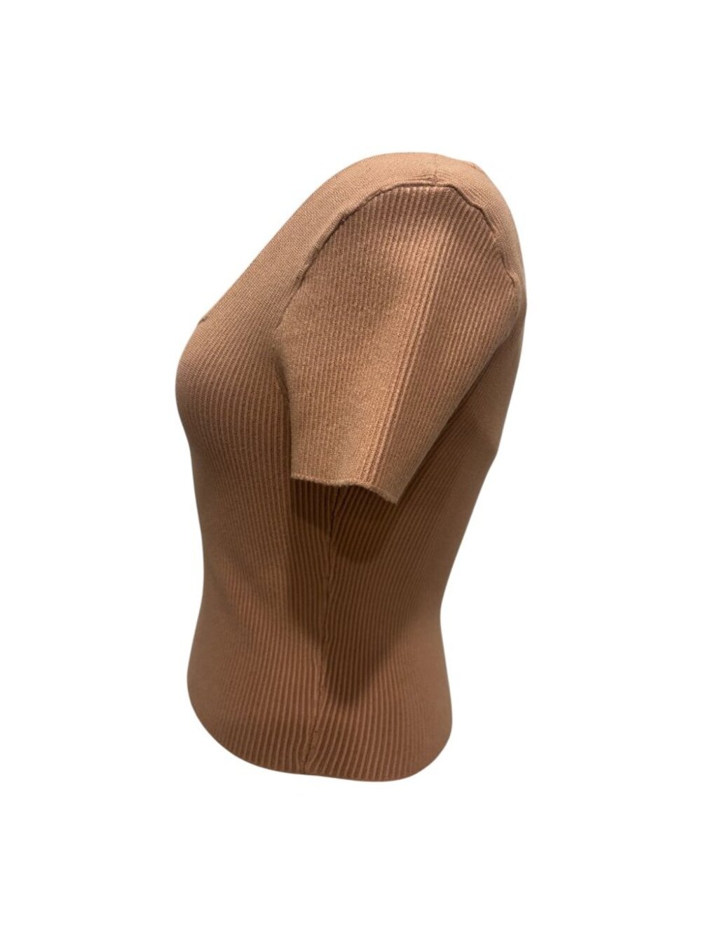 Abercrombie & Fitch Ribbed Knit Square Neck Top Women’s Medium Brown Short Sleev - Picture 4 of 12